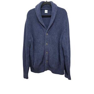 Gap Men's Navy Ribbed Shawl Collar Fisherman Granp Heavy Cardigan Sweater Size L